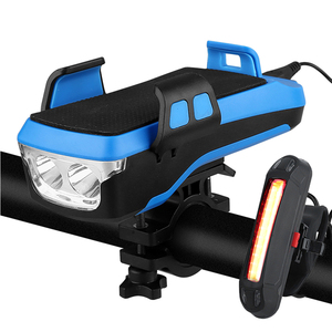 Waterproof 4 In1 Multi-function Bike Front Light With Horn Usb Rechargeable Mobile Phone Stand Led <strong>Fietsverlichting</strong> Cycle Light - Product Image 1