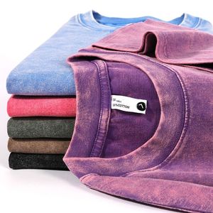 Camisetas Personalizadas con Logotipo, Impresión Puff, Impresión Serigráfica, Estilo Vintage, Lavado Ácido, Camisetas Extra Grandes de Algodón Grueso, Camiseta Cuadrada Desgastada para Hombre - Product Image 1