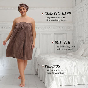 Accappatoio con chiusura regolabile in microfibra con asciugamano per asciugare i capelli da donna fascia Spa Logo-design Hotel <span class=keywords><strong>e</strong></span> uso domestico per adulti - Product Image 6
