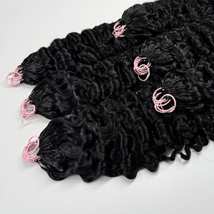 Cabello humano rizado para crochet, negro natural, pre-enlazado, suave, con rizos completos y puntas rizadas para trenzas de crochet. - Product Image 6