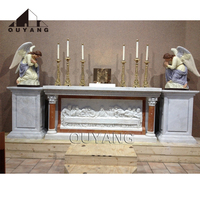 QUYANG Personnalisé Style Occidental Église Catholique Fournitures Autel En Pierre Naturelle Sculpté À La Main En Marbre Autels Table