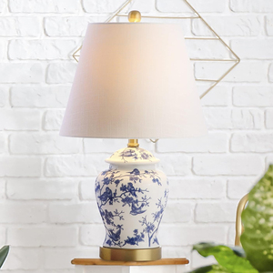 Đèn bàn LED phong cách cổ điển Trung Quốc màu xanh dương/trắng, thích hợp cho phòng ngủ, phòng khách, văn phòng, phòng học, giá sách, giường ngủ, chất liệu kim loại. - Product Image 4