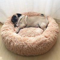 Coussin pour chien super doux au design personnalisé, rond, lavable, en peluche moelleuse, type donut, tapis en velours pour chien et chat, canapé pour chien, lit portable pour animaux de compagnie