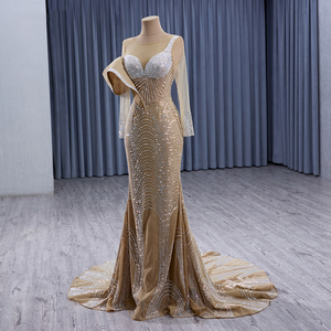 Robes de soirée de luxe formelles, paillettes, cristaux, robes de bal longues scintillantes, robe de soirée champagne, robes de demoiselles d'honneur RSM241001 - Product Image 5