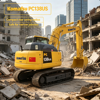 Excavatrice d'occasion Komatsu PC138us d'origine du Japon, prête à l'emploi, à bras court, pour projets de construction en espaces restreints ZX135US 135 140 313