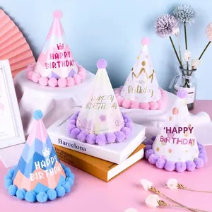 Sombreros de Cono para Cumpleaños de Niños y Adultos, Sombreros de Corona, Insertos de Papel para Pastel de <span class=keywords><strong>Feliz</strong></span> Cumpleaños, Sombreros de Fiesta con Punta, Gorra de Bola Puntiaguda - Product Image 1