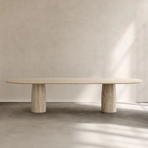 <span class=keywords><strong>Table</strong></span> <span class=keywords><strong>à</strong></span> <span class=keywords><strong>manger</strong></span> ovale de style italien de luxe, en travertin et marbre de qualité supérieure, meubles en pierre naturelle pour salon - Product Image 5