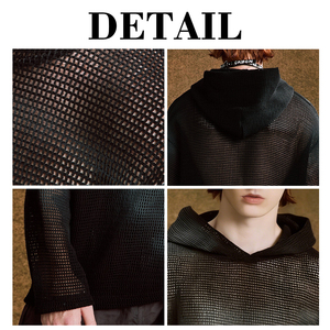 KingSen – Sweat à capuche surdimensionné en polyester respirant 100 % avec logo imprimé et brodé pour homme, style hip-hop, transparent - Product Image 6