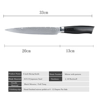 Couteau à trancher en acier inoxydable, ustensile de cuisine, damas couteau à trancher de cuisine avec manche en micard noir