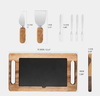 Assiette à steak en bois d'acacia avec insert en ardoise amovible pour viande, fromage, légumes, assiettes en bois pour aliments