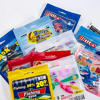 Sac d'emballage de ver d'appât de pêche en plastique souple transparent à fermeture éclair, sac d'emballage pour leurre de pêche, swimbait powerbait