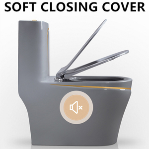 Modern Hot Sale Hotel Bathroom Freestanding Ceramic Grey <strong>Toilet</strong> with Gold Trim One Piece <strong>Toilet</strong> - Product Image 3