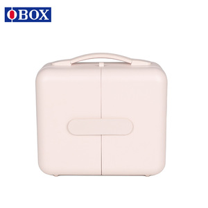 Estuche de maquillaje Obox rosa, de gran capacidad, portátil, con espejo y asa suave para mujeres, para uso doméstico. - Product Image 3