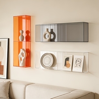 Étagère murale flottante rectangulaire minimaliste moderne en acrylique, finition polie, organisateur de rangement mural pour la maison, multi-usages
