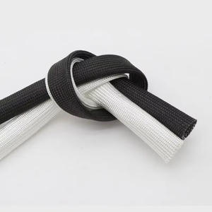 Manchon en fibre de verre tressé blanc/noir 600 ℃   Tube de protection en fibre de verre résistant à la chaleur et aux produits chimiques, isolation 1-10 mm - Product Image 4