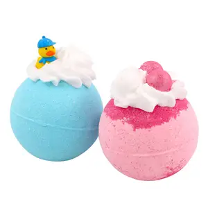 热卖OEM放松最佳天然碳酸泡沫豪华自有品牌160克儿童水疗鸭玩具有机沐浴炸弹