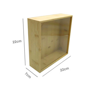 Caja de Almacenamiento de Té de Bambú Cuadrada 220x220x70mm Hecha a Medida con Tapa Transparente para Empaque de Regalos - Product Image 2