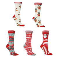 Chaussettes en coton personnalisées de Noël en gros, thème Père Noël, sapin de Noël, renne, chaussettes amusantes, originales, mignonnes, unisexes