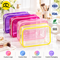 Sac de toilette en PVC personnalisé, transparent, imperméable, grande capacité, sac de rangement pour maquillage, sac à main pour femmes