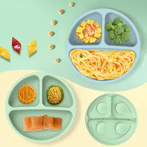 Factory Wholesale Edible Silicone Baby Feeding Tableware With Large Suction Cup Dinner Plate