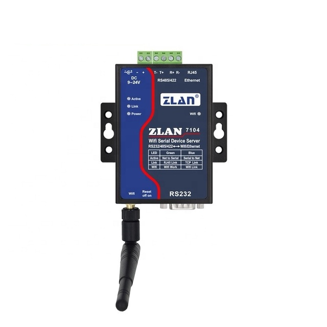 ZLAN7104 RS232 RS485 RS422 to WIFI Ethernet Industrial Serial Device Server