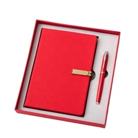 Ensemble cadeau de papeterie promotionnelle en gros, carnet en cuir PU bleu, agenda magnétique A5 avec support pour téléphone portable