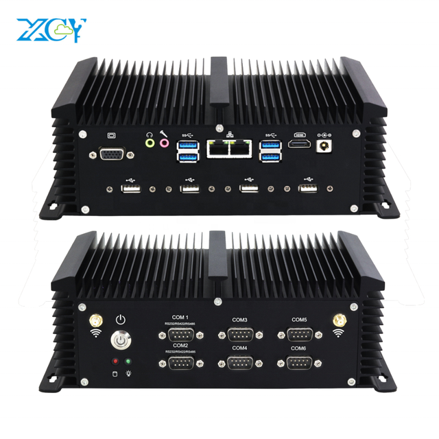Fanless Embedded Industrial Computer Core I5 I7 4500U DUAL LAN Mini PC Desktops W/ 2* RJ45 6* RS232 COM 8*USB Dual Display