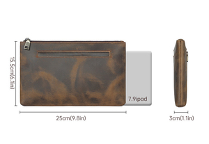 Cartera Larga <span class=keywords><strong>de</strong></span> Cuero Crazy Horse para Hombre, Monedero Retro <span class=keywords><strong>de</strong></span> Cuero Genuino Premium con Correa - Product Image 2