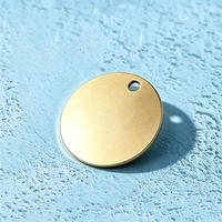 Ywyougang - Plaque ronde vierge en acier inoxydable sablé de 30 mm, à trou unique, gravable au laser, pour la fabrication de bijoux DIY