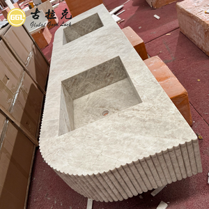 Encimera de Mármol Natural Taj Mahal para Lavabo Individual y Doble, Diseño Acanalado, Alta Calidad - Product Image 6