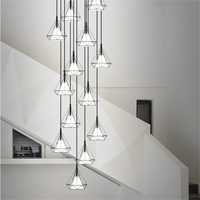 Triangle géométrique restaurant bar suspension classique noir et blanc showroom E27 lustre Multihead Stair Light villa