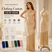 Dropshipping Été Nouvelle Mode Slim Halter Sexy Robe fendue Dos nu Satin Col Soirée Bal Bretelles Robes Femmes