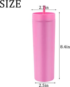 Reusable Matte Acrylic Double Wall 16oz <b>Plastic</b> Tumblers with Lids and Straw Eco-Friendly Modern Design Custom Logo & Brand - Product Image 3