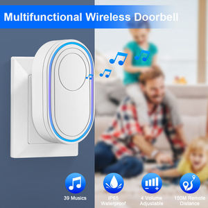 DB10 New Home Welcome Doorbell Intelligent 433MHZ Wireless Doorbell Waterproof <b>Remote</b> EU US <b>Plug</b> Smart Door Bell Chime - Product Image 5