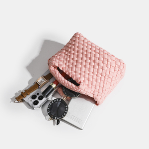 Ensemble de sacs à main en cuir vegan pour femme, couleur unie, sac fourre-tout tissé à la main, pochette, sac à bandoulière, résistant à l'eau, avec chaîne - Product Image 1