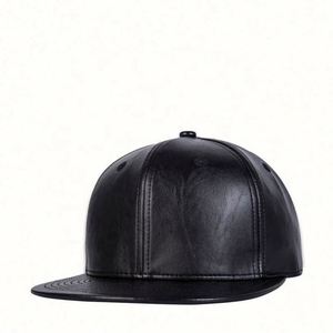 Hip Hop Hat Men's Street Versatile Black Leather <b>Flat</b> Brim Hat Fashionable <b>Cap</b> - Product Image 1