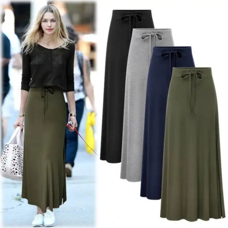 CL0731A high waist wrap skirts big size maxi skirts women lace-up cotton skirts