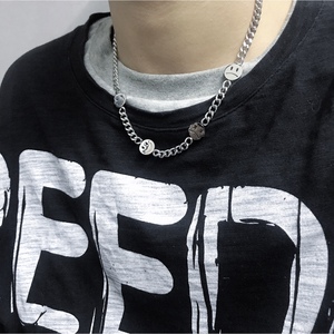 Collar VAF Hip Hop con Cadena Cubana y Cuatro Caras Sonrientes, Collar de Acero Inoxidable de Alta Calidad para Hombre - Product Image 5