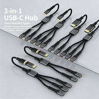 Adaptateur Répartiteur USB-C 1 vers 3, Hub USB-C 3 Ports Tressé pour Ordinateur Portable, PC, Imprimante, Souris, Clavier, Clé USB