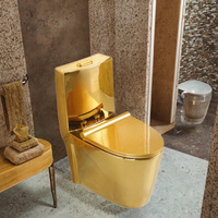WC monobloc allongé moderne à double chasse en céramique avec siphon S/P et finition dorée – Vente en gros