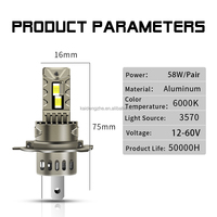 Ampoule de phare LED haute puissance Kaidengzhe H4 12-60V 58W P43T 6000K Verre de quartz IP67 Étanche Plug & Play Remplacement OEM