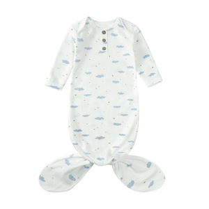 Vestido con <span class=keywords><strong>nudo</strong></span> de bebé personalizado, <span class=keywords><strong>pijama</strong></span> suave y transpirable para bebé, mameluco de bambú suave y sedoso, vestido con <span class=keywords><strong>nudo</strong></span> de bambú agradable a la piel para bebé - Product Image 2