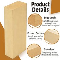 Ensemble de blocs à sculpter en bois de tilleul HJG, bois de balsa non fini, grand rectangle, design moderne, artisanat DIY, œuvres d'art, Noël