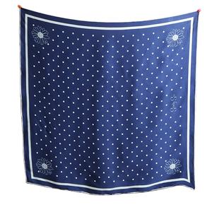 <span class=keywords><strong>Elegante</strong></span> <span class=keywords><strong>sciarpa</strong></span> a pois <span class=keywords><strong>blu</strong></span> Navy margherita 60x60cm 14 mamma raso seta stampa digitale lussuoso accessorio moda - Product Image 1