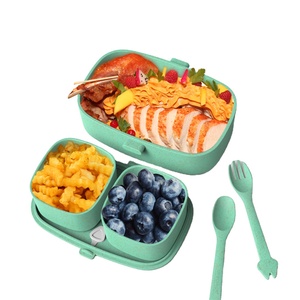 Boîte à lunch scolaire 2026 sans BPA, empilable, anti-fuite, en plastique, avec sac et compartiment à collation pour enfants - Product Image 1