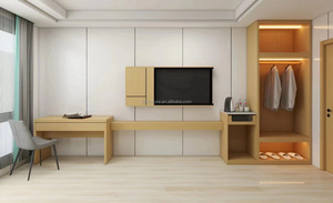 Custom Economy 3 Star Hotel Furniture Set King <b>Queen</b> <b>Size</b> WoodBed <b>Frame</b> & Mattress Sets with Headboard Nightstands & <b>Bed</b> Sheet - Product Image 6