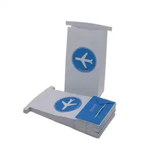 Bolsas de papel para vómitos Avión Desechable Enfermedad del aire Impreso personalizado Vómitos Impresión biodegradable Kraft Wit Seal Airsickness Bag
