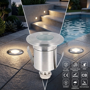 Lumières LED pour <span class=keywords><strong>piscine</strong></span> enterrées, encastrées au sol, paysage extérieur, IP68, acier inoxydable, 12V, blanc chaud - Product Image 1