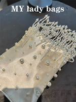 Pochette de Soirée de Luxe pour Femme en Satin Perlé avec Pompon, Sac à Main Tendance pour Mariage, Fête, Banquet, Cadeau d'Anniversaire