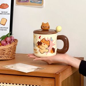 Caneca de Cerâmica Cartoon Fofa Lelyi Prática com Tampa Copo de Bebida Doméstico Souvenir - Product Image 1